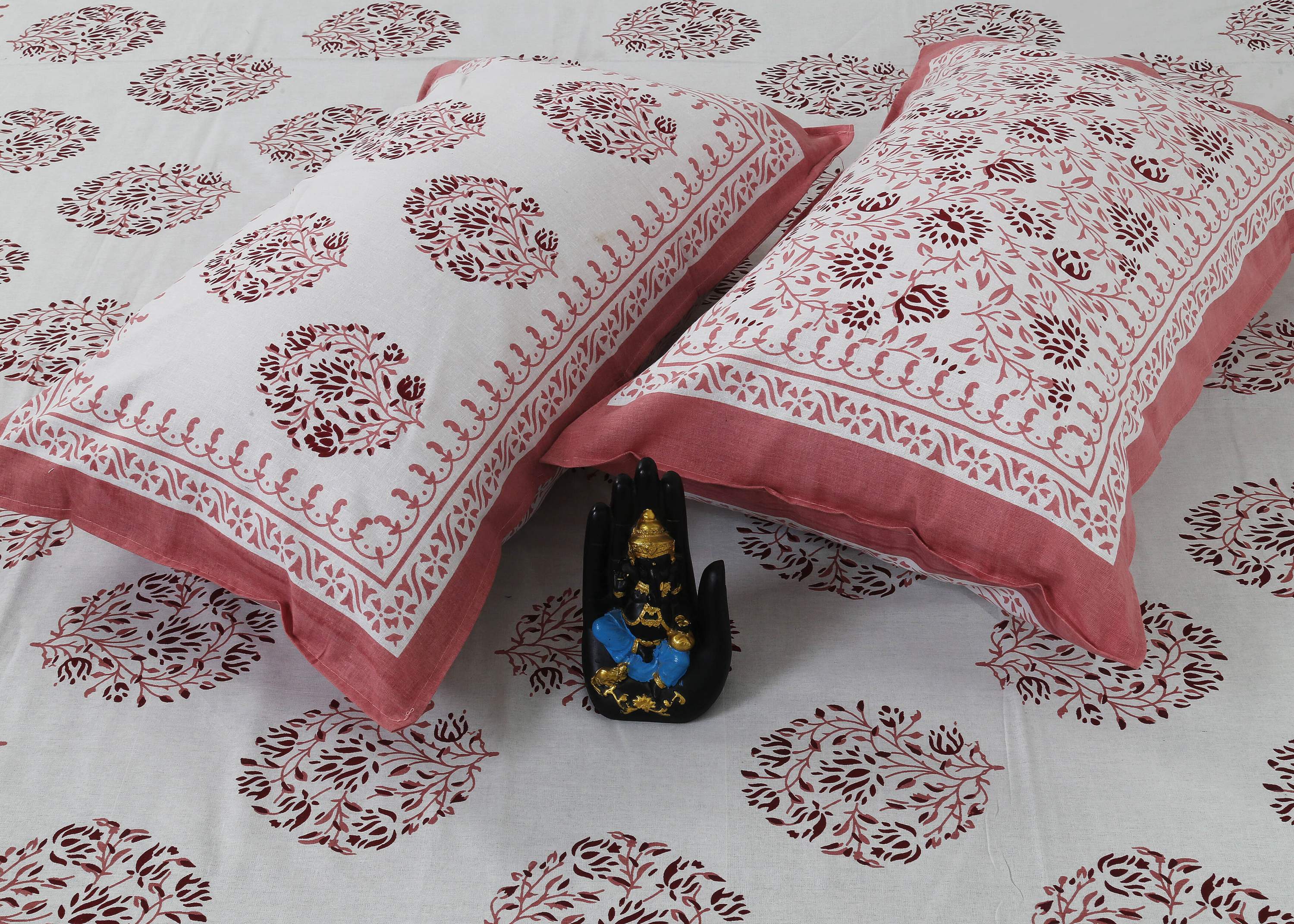 Rudra Bazaar Pink 210 TC Cotton Double King Bedsheet With 2 Pillow Covers - Distacart