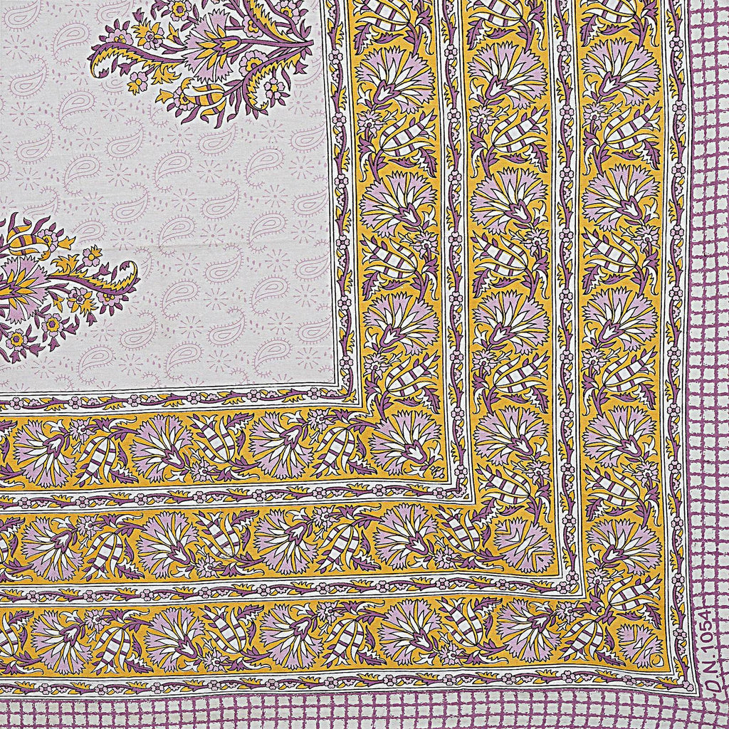 Rudra Bazaar Purple Gold 210 TC Cotton Double King Bedsheet With 2 Pillow Covers - Distacart