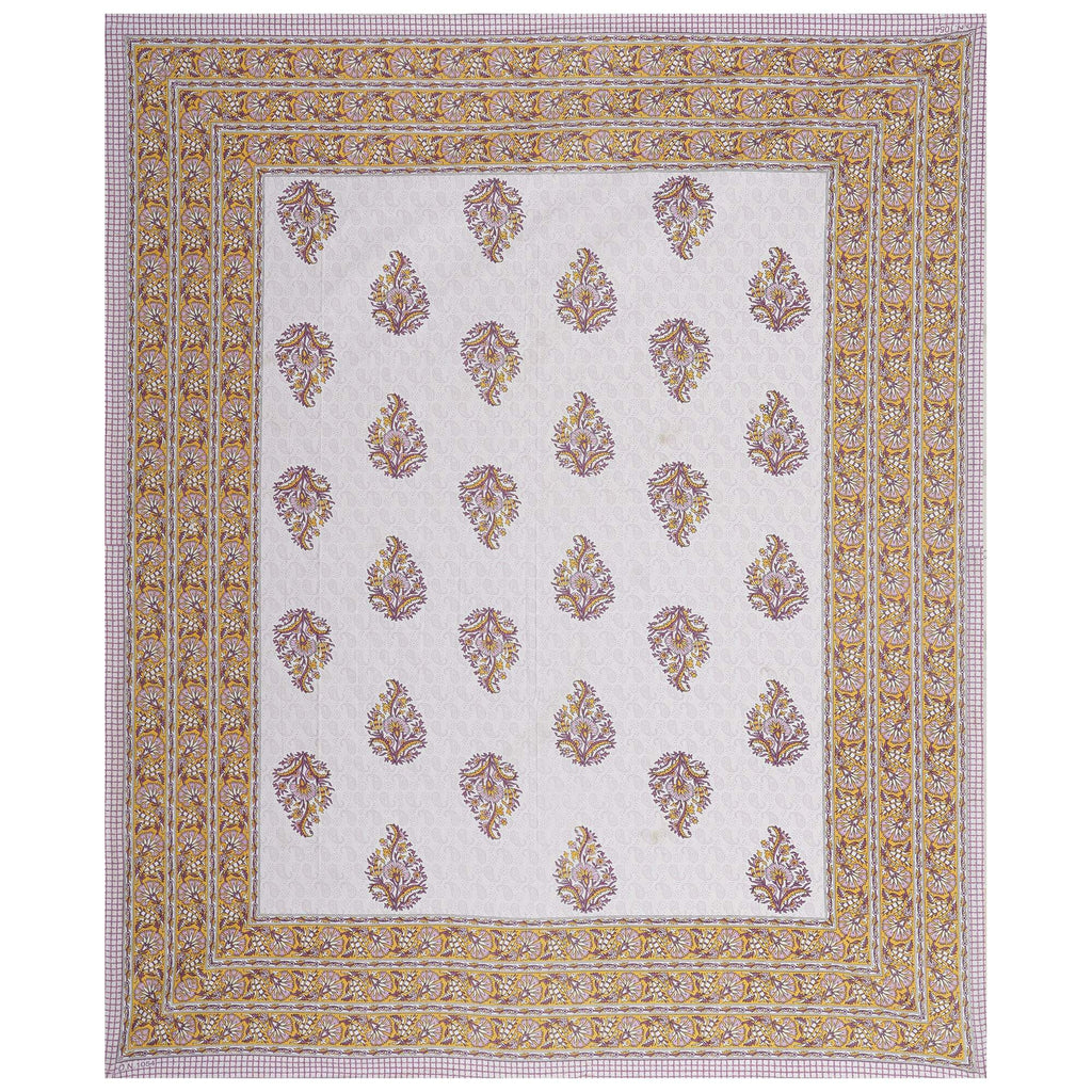 Rudra Bazaar Purple Gold 210 TC Cotton Double King Bedsheet With 2 Pillow Covers - Distacart