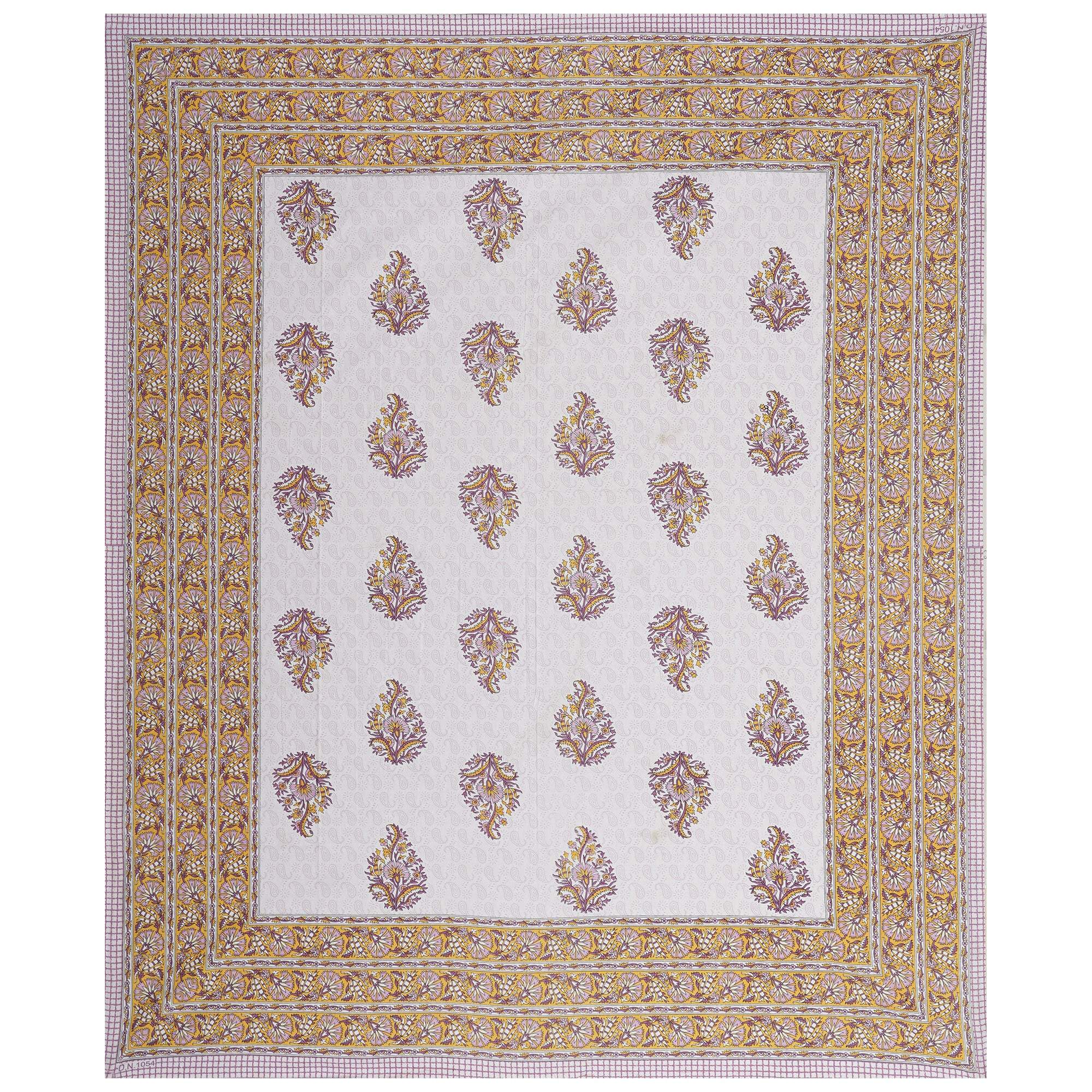 Rudra Bazaar Purple Gold 210 TC Cotton Double King Bedsheet With 2 Pillow Covers - Distacart
