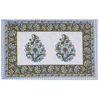 Rudra Bazaar Blue Green 210 TC Cotton Double King Bedsheet With 2 Pillow Covers - Distacart