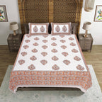 Rudra Bazaar Orange 210 TC Cotton Double King Bedsheet With 2 Pillow Covers - Distacart
