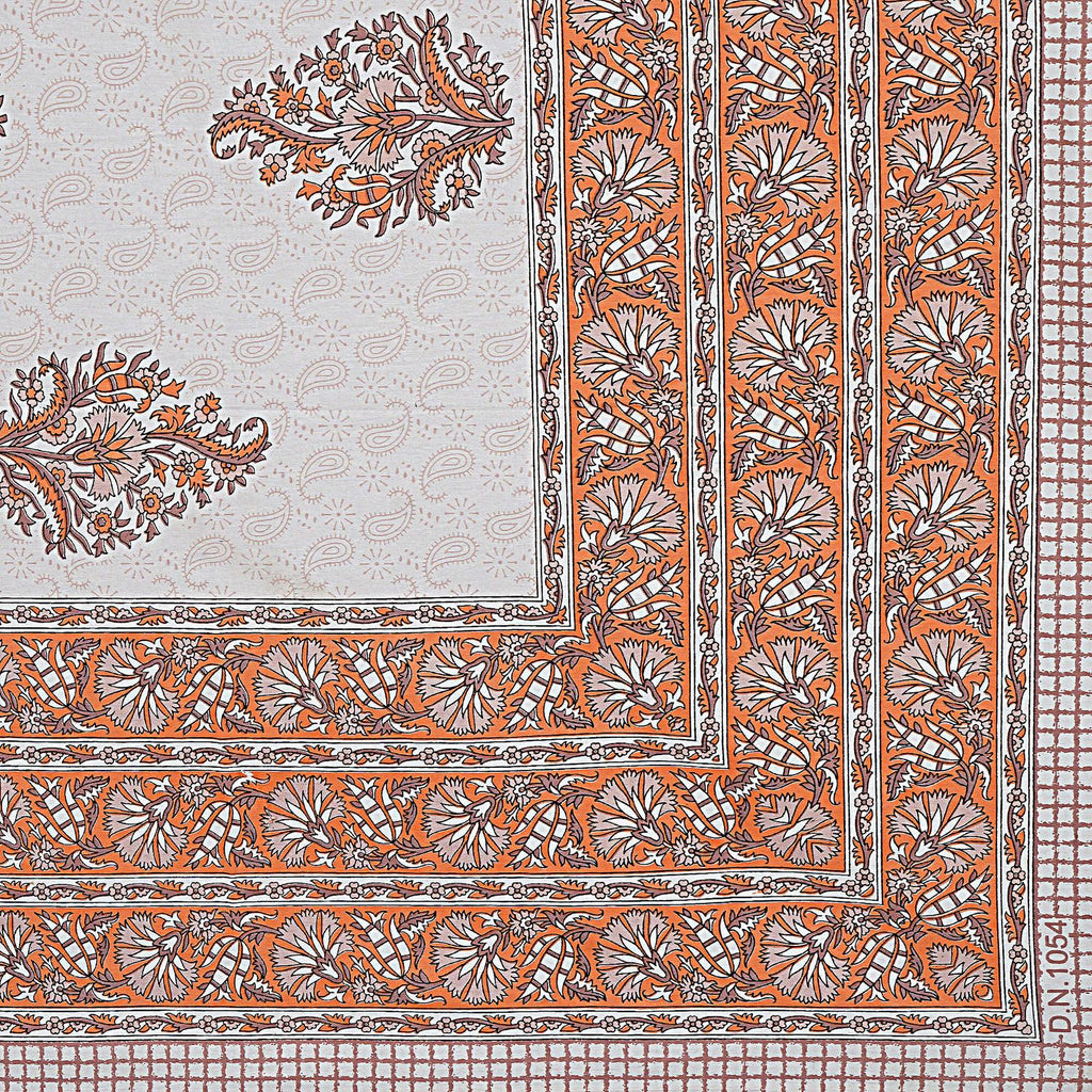 Rudra Bazaar Orange 210 TC Cotton Double King Bedsheet With 2 Pillow Covers - Distacart