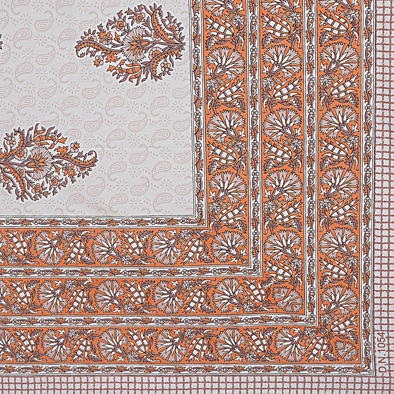 Rudra Bazaar Orange 210 TC Cotton Double King Bedsheet With 2 Pillow Covers - Distacart