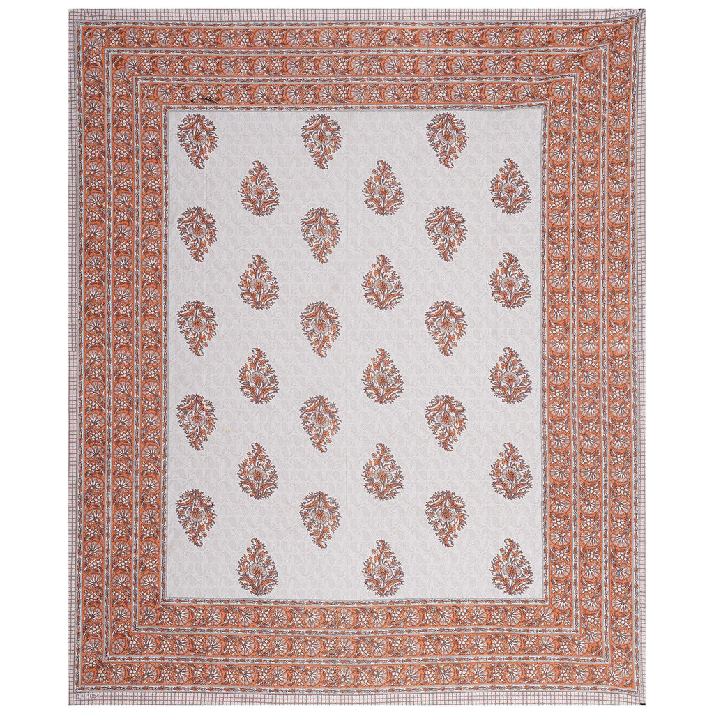 Rudra Bazaar Orange 210 TC Cotton Double King Bedsheet With 2 Pillow Covers - Distacart