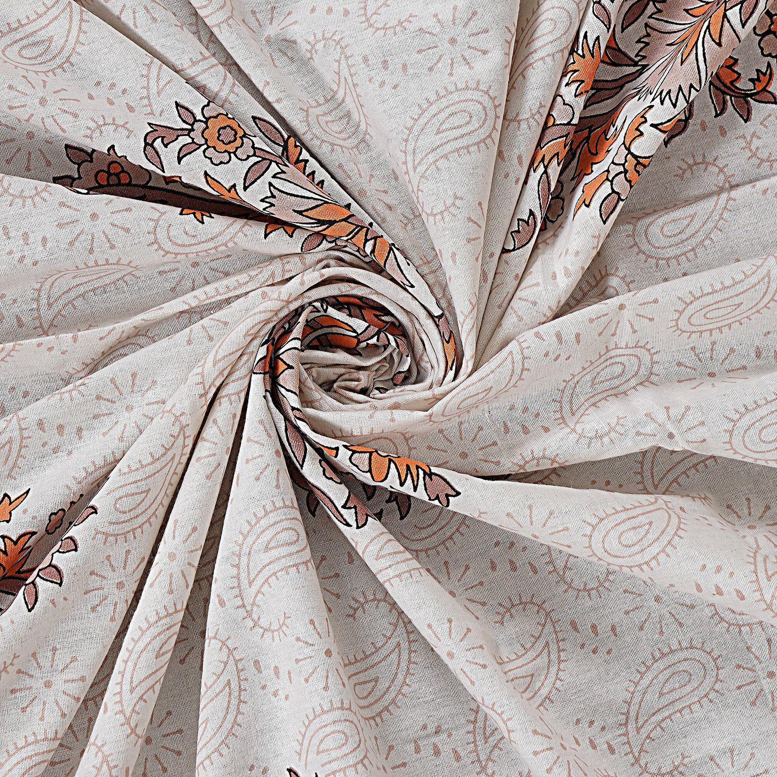 Rudra Bazaar Orange 210 TC Cotton Double King Bedsheet With 2 Pillow Covers - Distacart