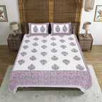 Rudra Bazaar Purple 210 TC Cotton Double King Bedsheet With 2 Pillow Covers - Distacart