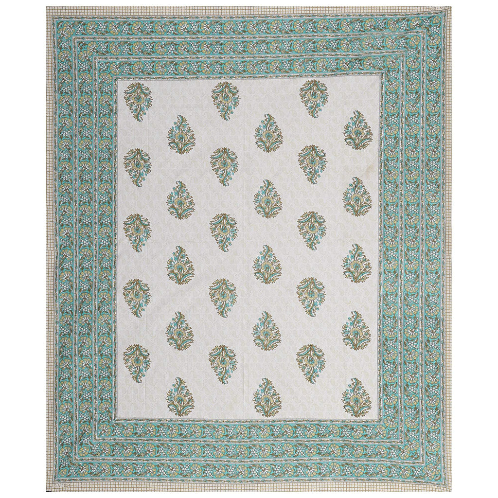 Rudra Bazaar Green 210 TC Cotton Double King Bedsheet With 2 Pillow Covers - Distacart
