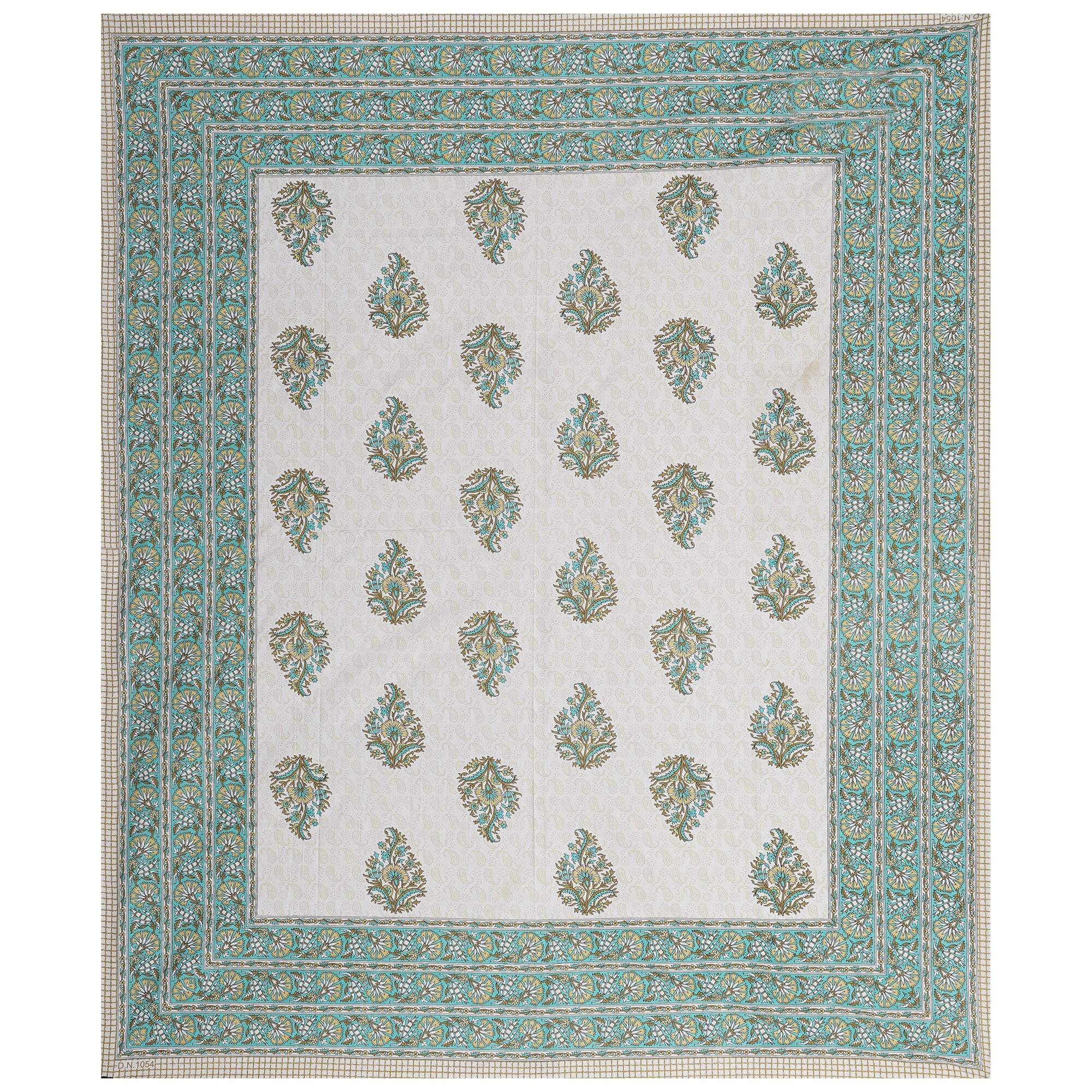 Rudra Bazaar Green 210 TC Cotton Double King Bedsheet With 2 Pillow Covers - Distacart