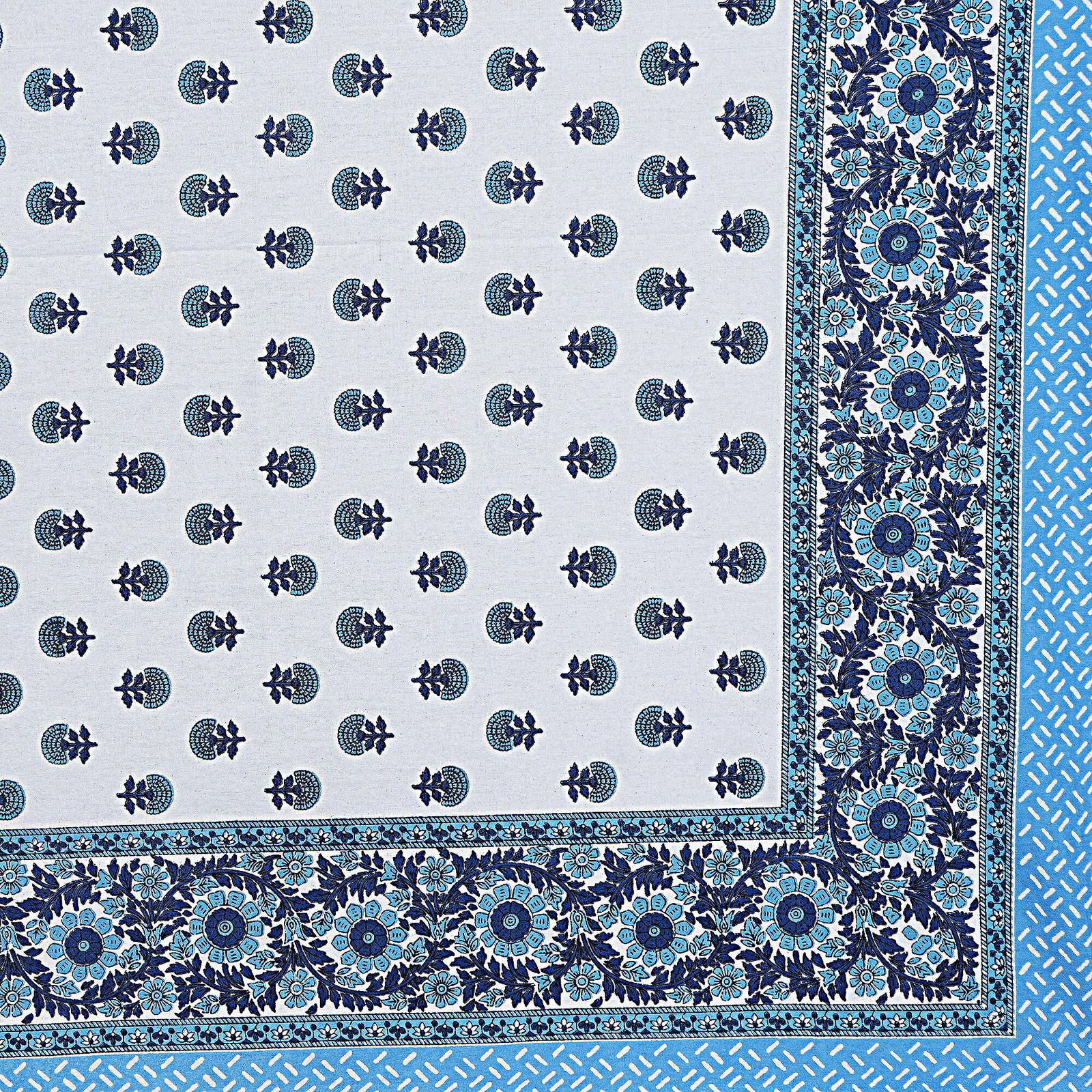 Rudra Bazaar Blue 210 TC Cotton Double King Bedsheet With 2 Pillow Covers - Distacart