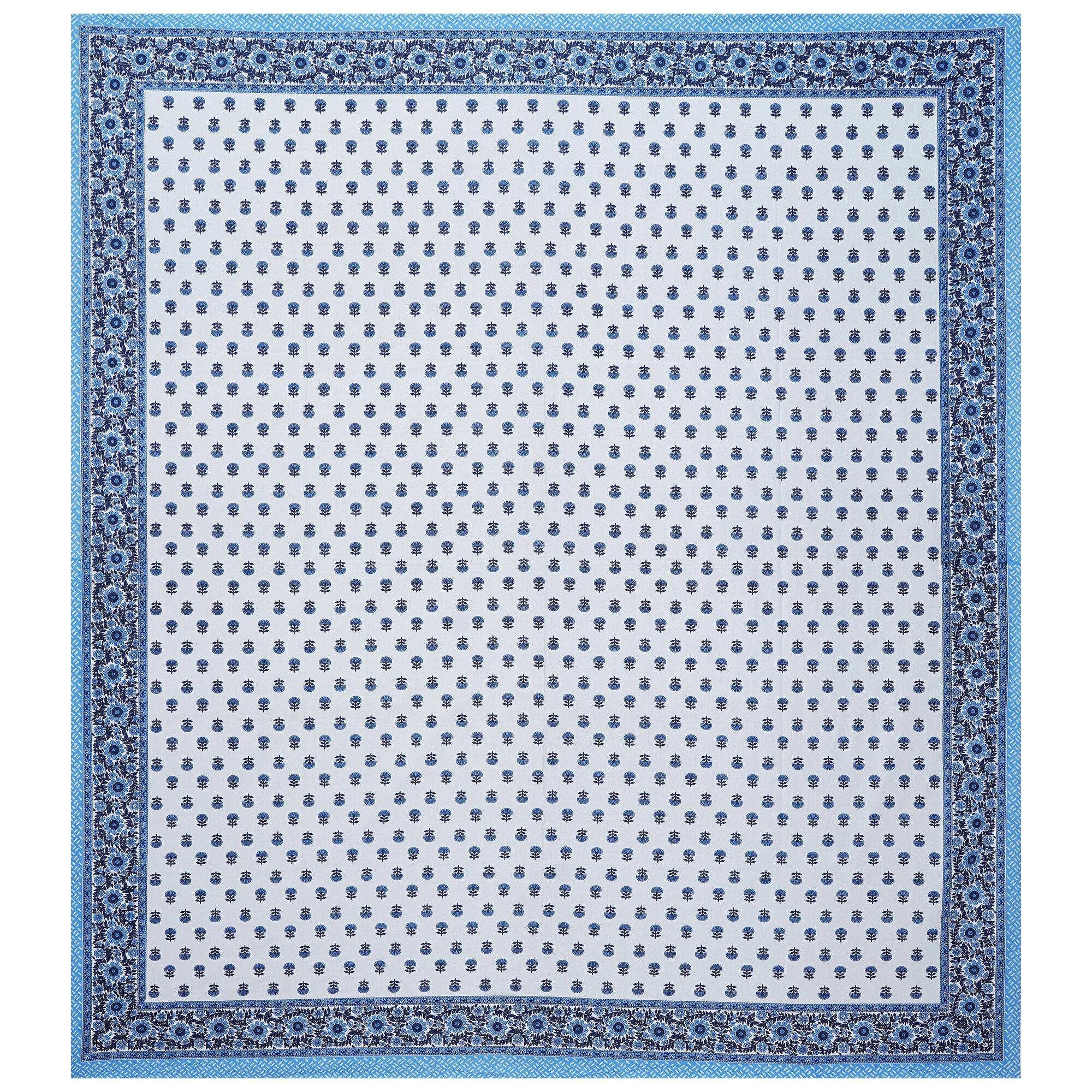 Rudra Bazaar Blue 210 TC Cotton Double King Bedsheet With 2 Pillow Covers - Distacart