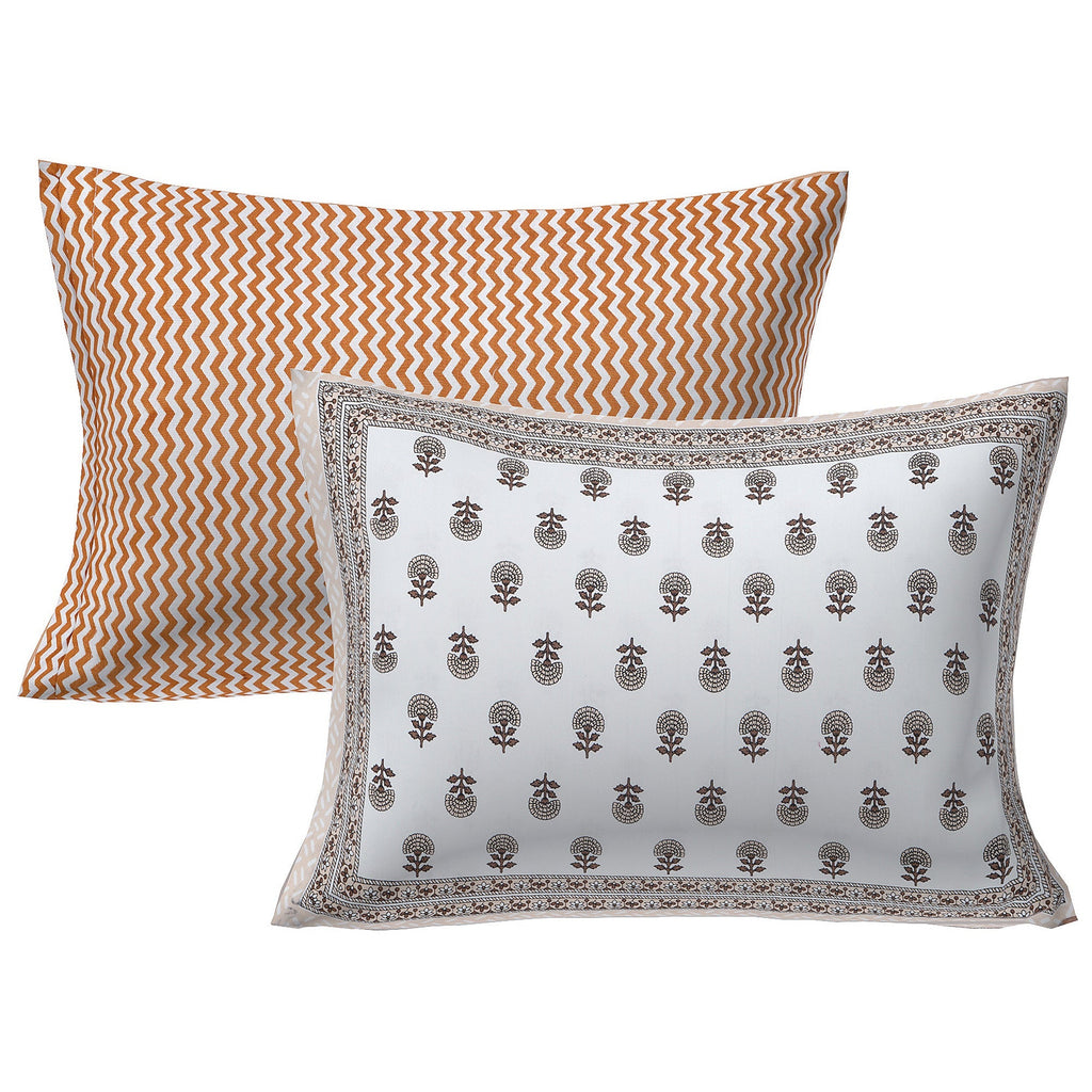 Rudra Bazaar Brown 210 TC Cotton Double King Bedsheet With 2 Pillow Covers - Distacart