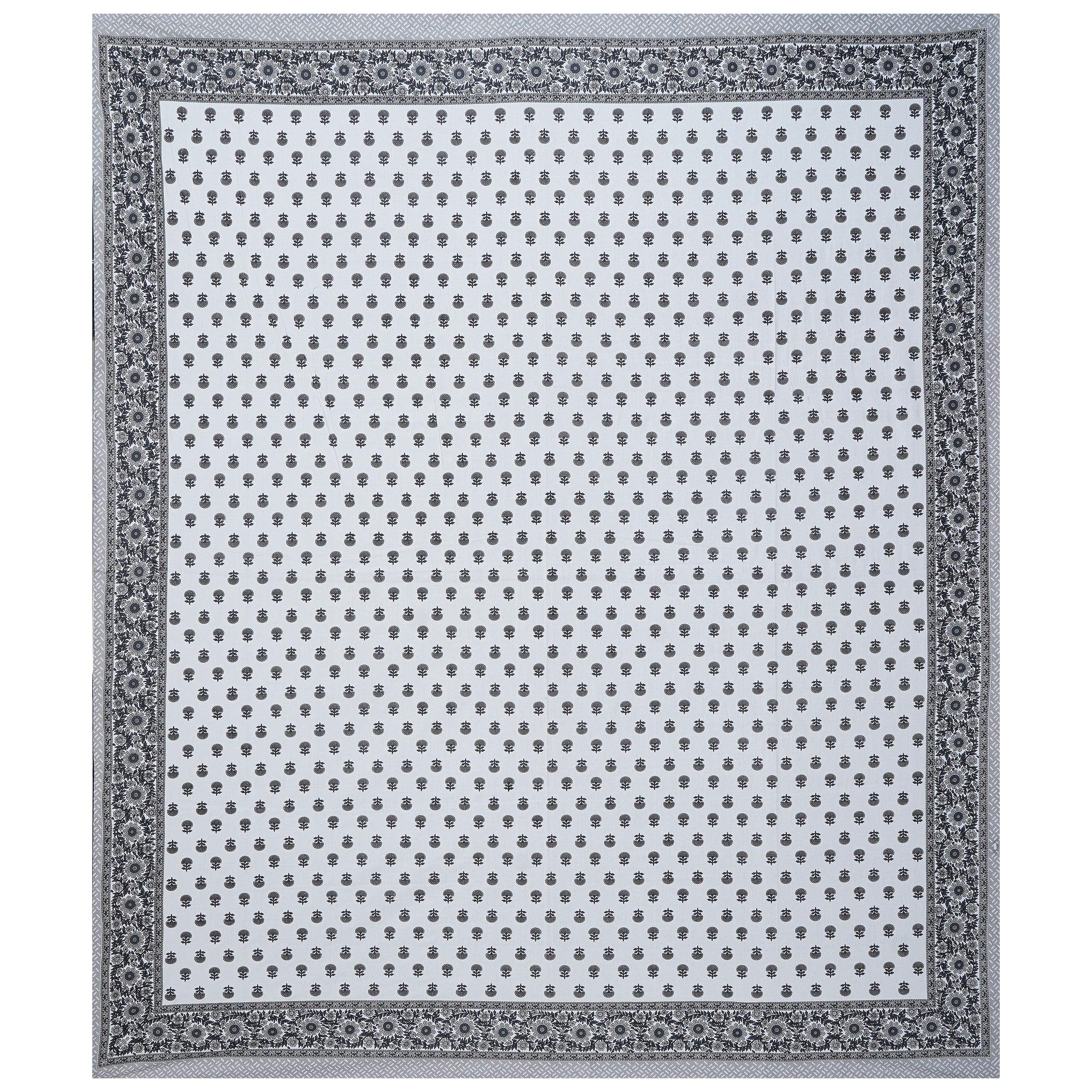 Rudra Bazaar Grey 210 TC Cotton Double King Bedsheet With 2 Pillow Covers - Distacart