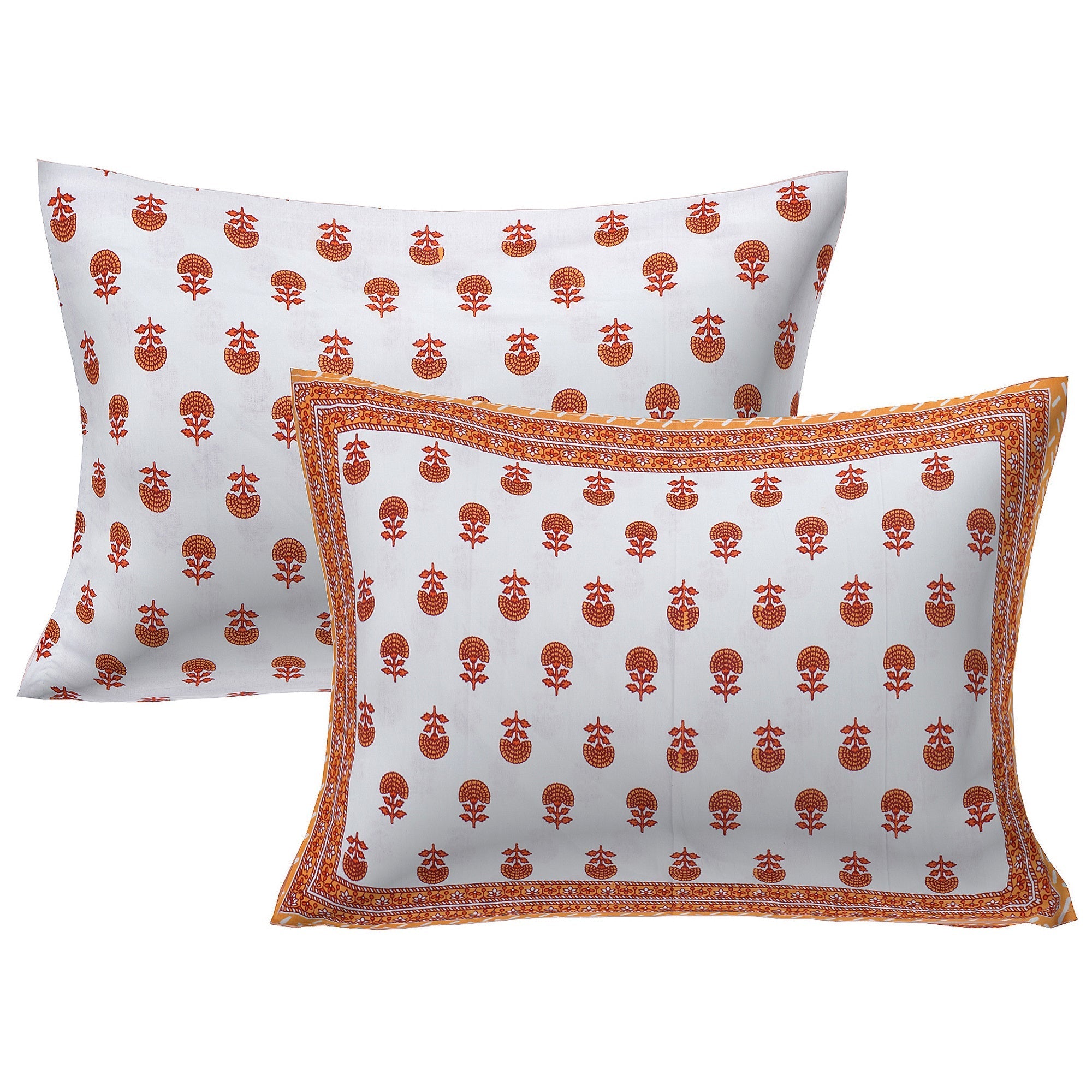 Rudra Bazaar Orange 210 TC Cotton Double King Bedsheet With 2 Pillow Covers - Distacart