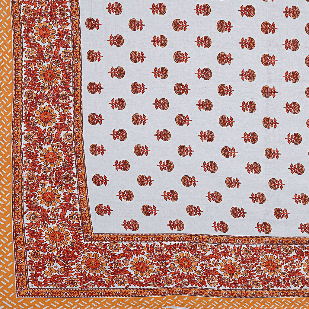 Rudra Bazaar Orange 210 TC Cotton Double King Bedsheet With 2 Pillow Covers - Distacart