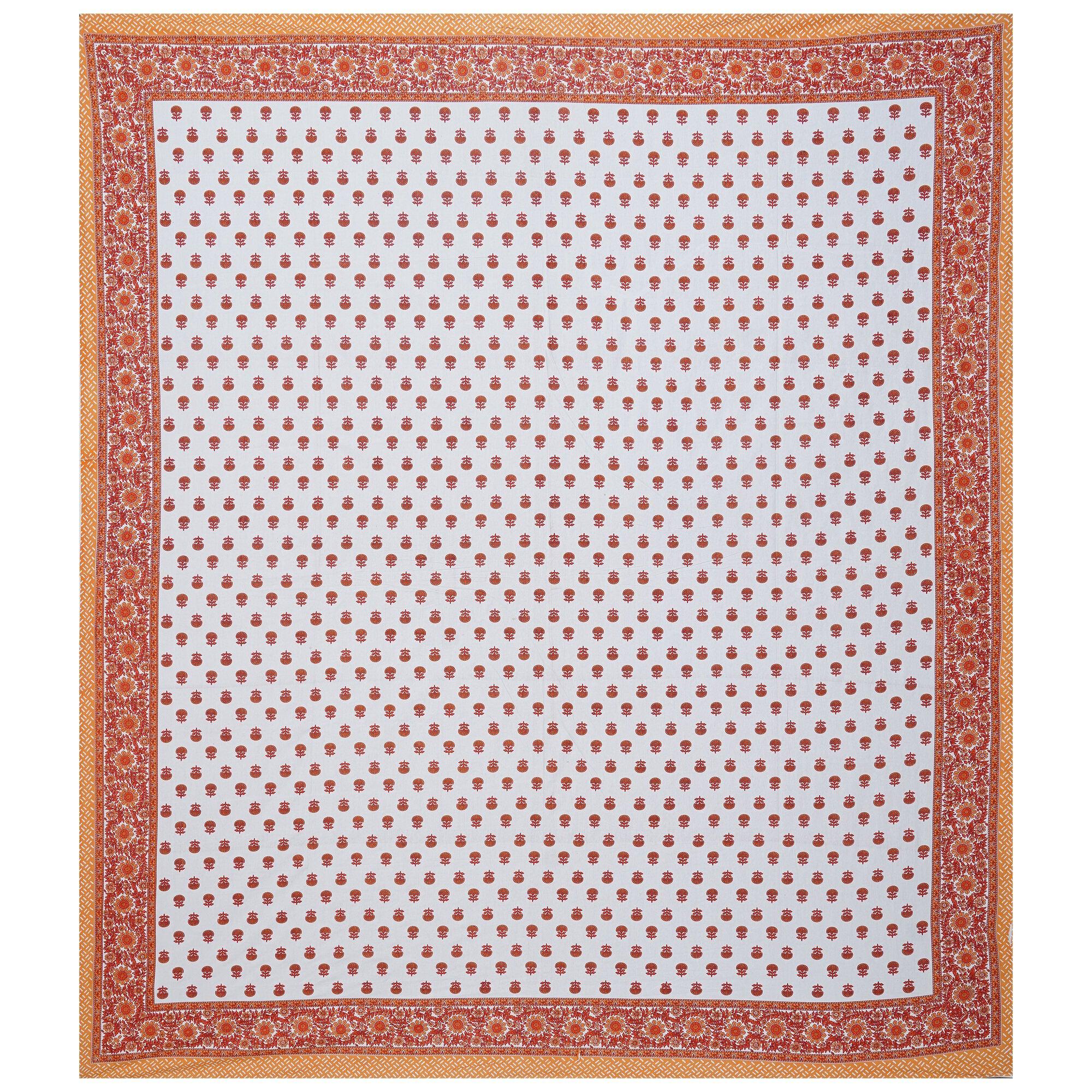Rudra Bazaar Orange 210 TC Cotton Double King Bedsheet With 2 Pillow Covers - Distacart