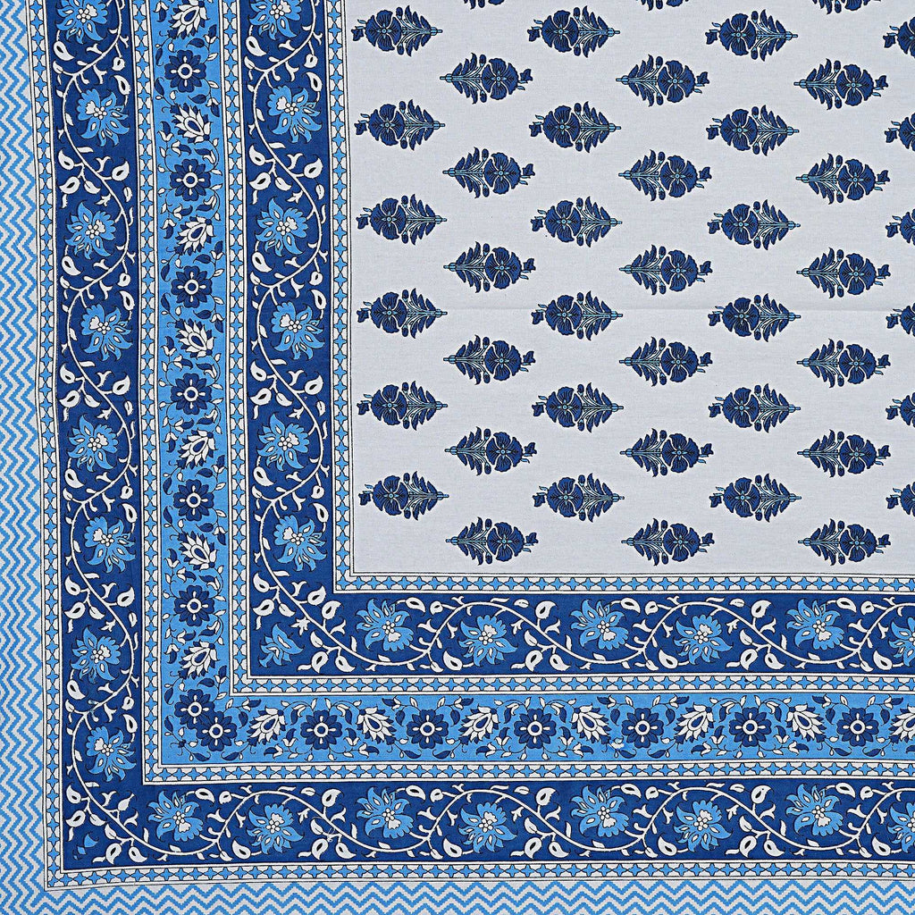 Rudra Bazaar Blue 210 TC Cotton Double King Bedsheet With 2 Pillow Covers - Distacart