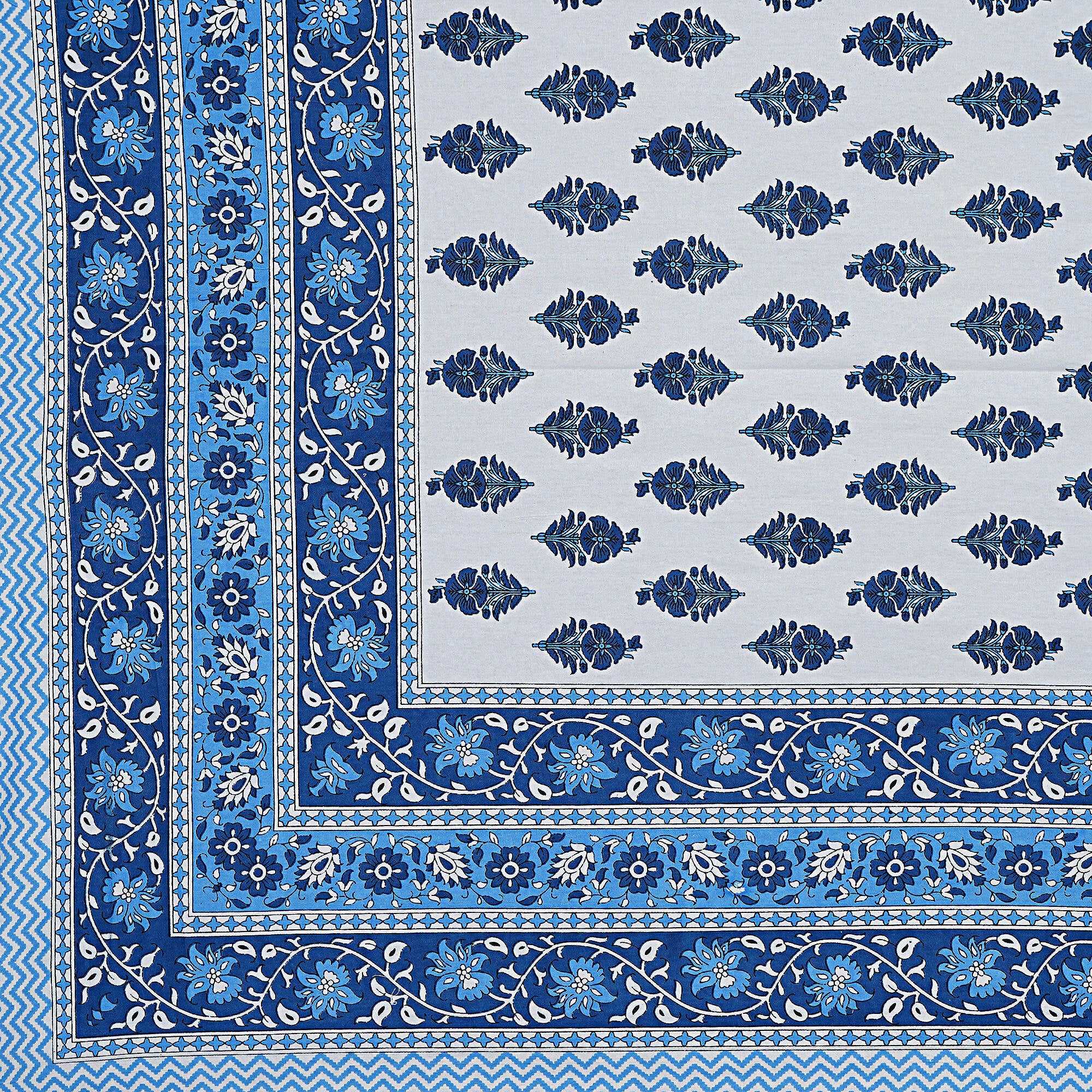 Rudra Bazaar Blue 210 TC Cotton Double King Bedsheet With 2 Pillow Covers - Distacart