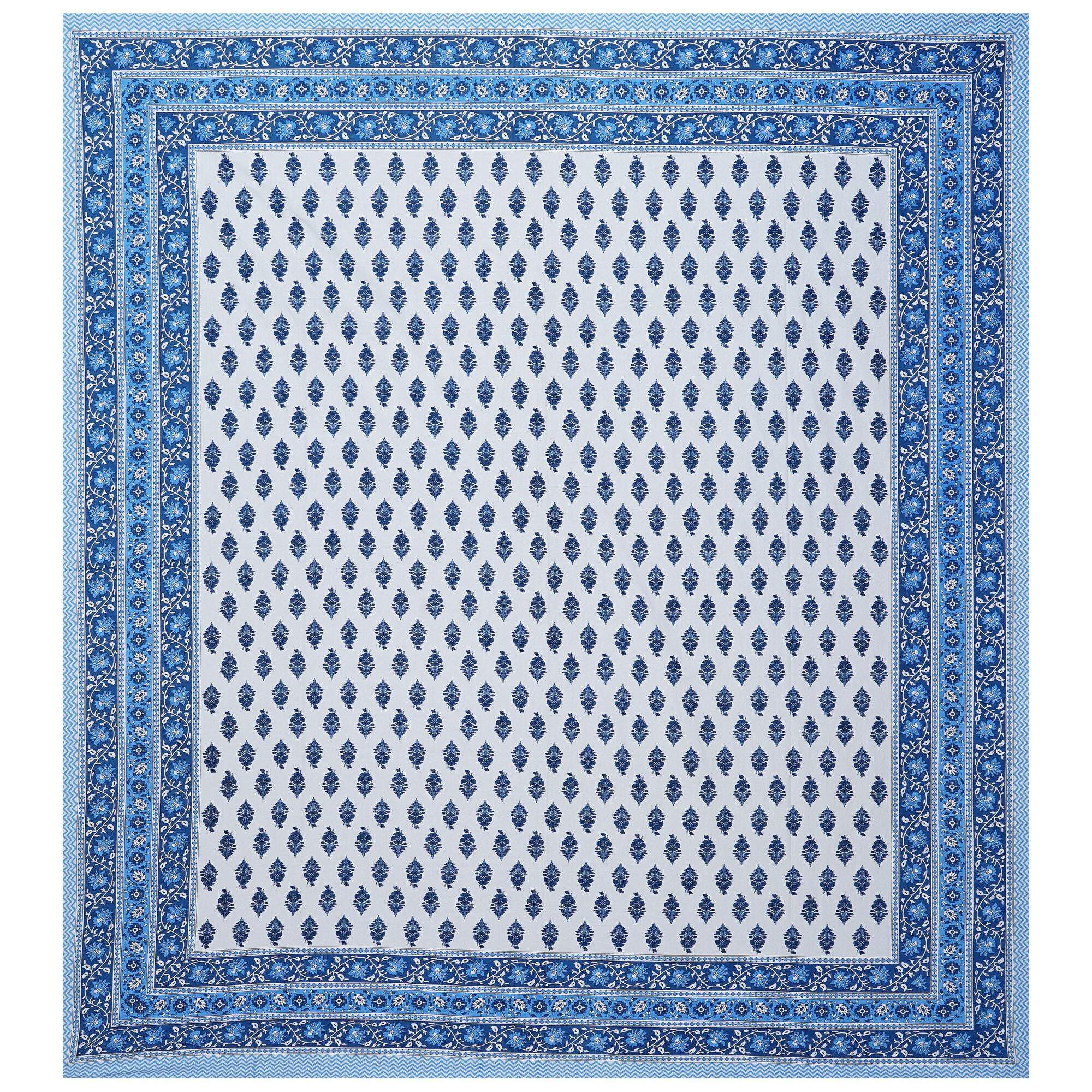 Rudra Bazaar Blue 210 TC Cotton Double King Bedsheet With 2 Pillow Covers - Distacart