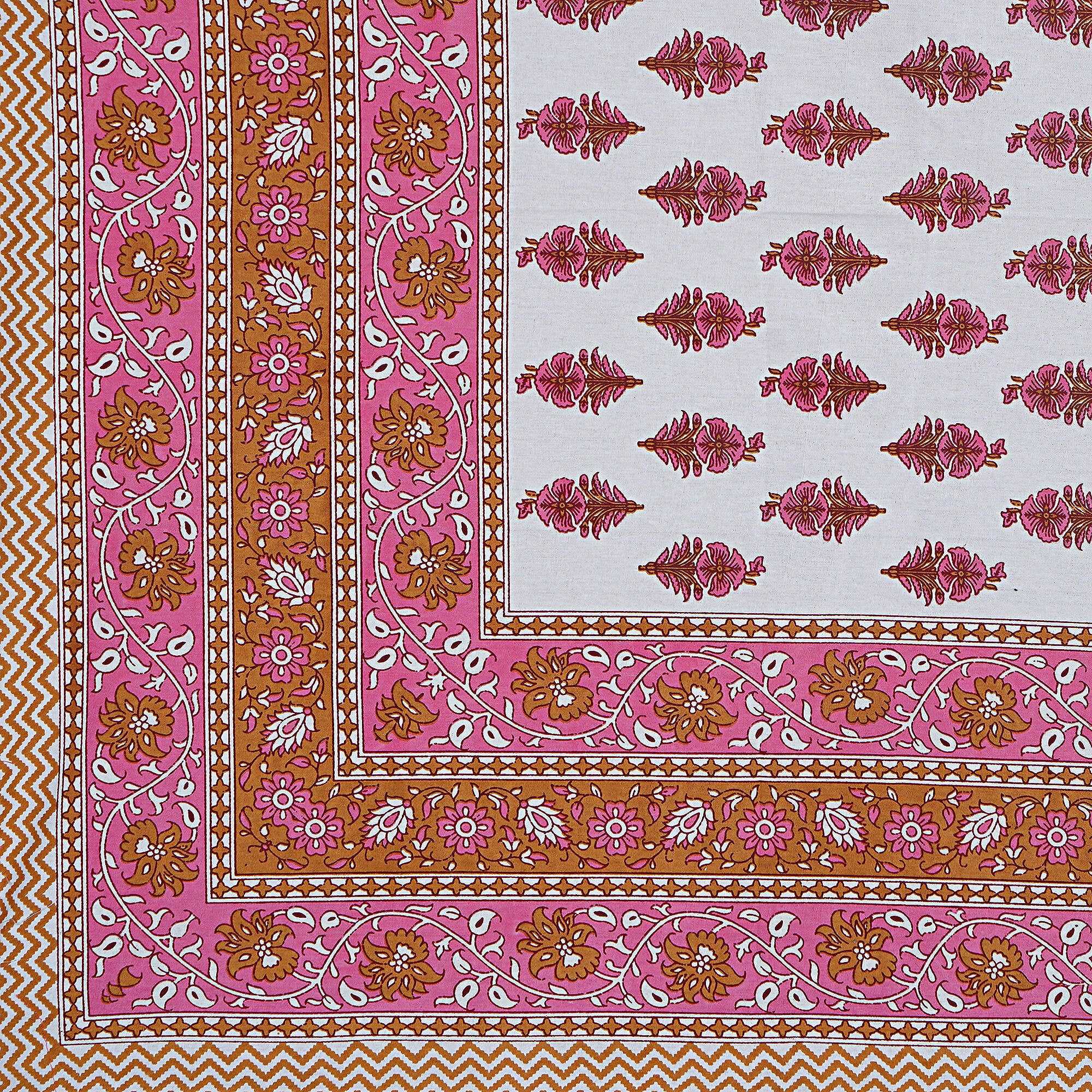 Rudra Bazaar Pink 210 TC Cotton Double King Bedsheet With 2 Pillow Covers - Distacart