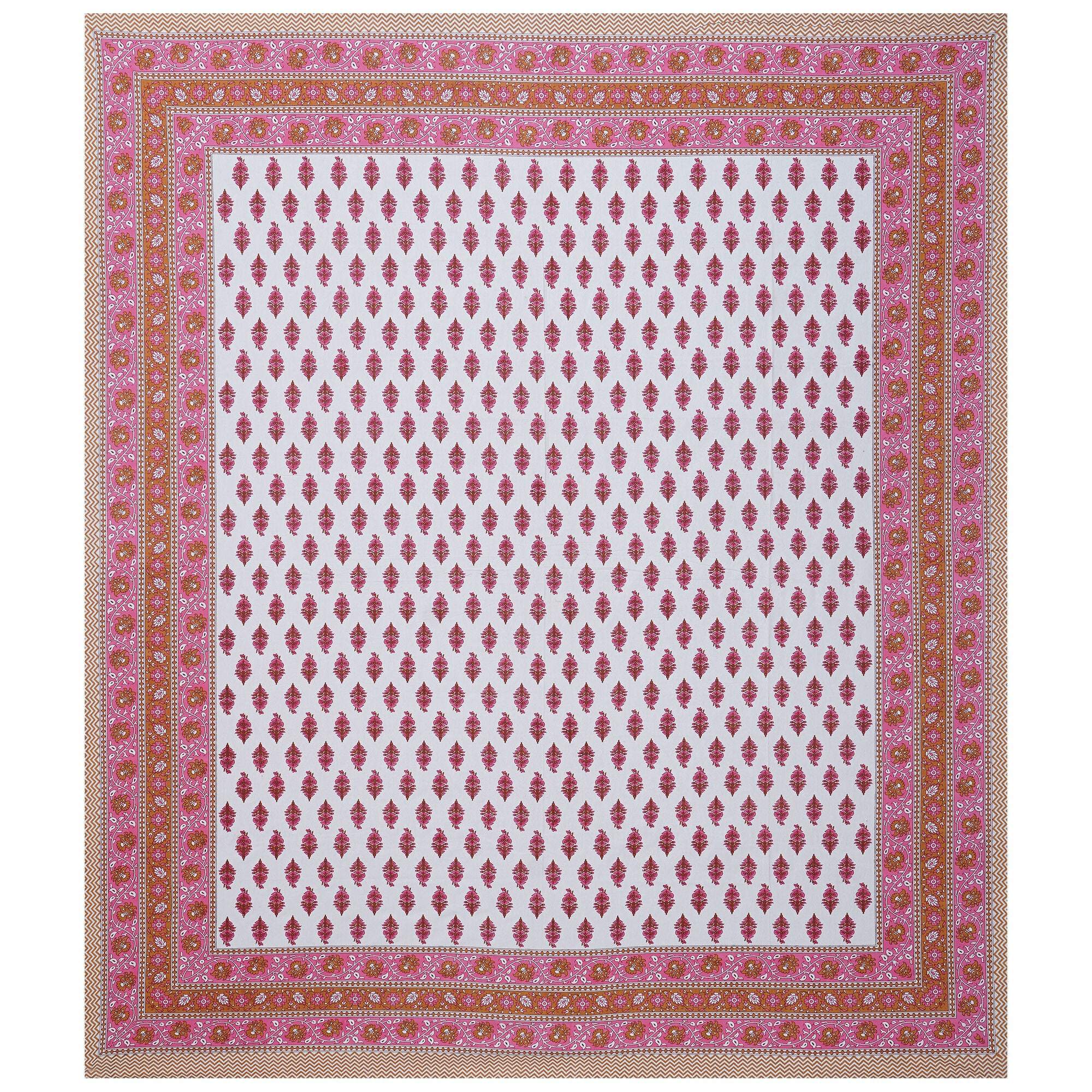 Rudra Bazaar Pink 210 TC Cotton Double King Bedsheet With 2 Pillow Covers - Distacart
