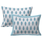 Rudra Bazaar Turquoise Blue 210 TC Cotton Double King Bedsheet With 2 Pillow Covers - Distacart
