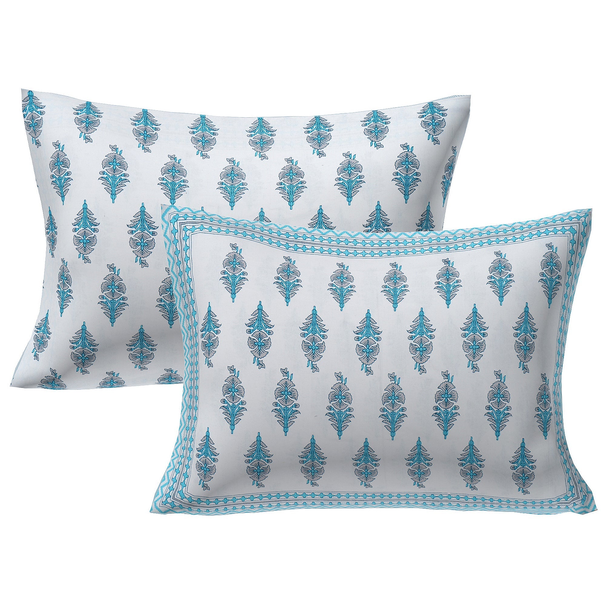 Rudra Bazaar Turquoise Blue 210 TC Cotton Double King Bedsheet With 2 Pillow Covers - Distacart