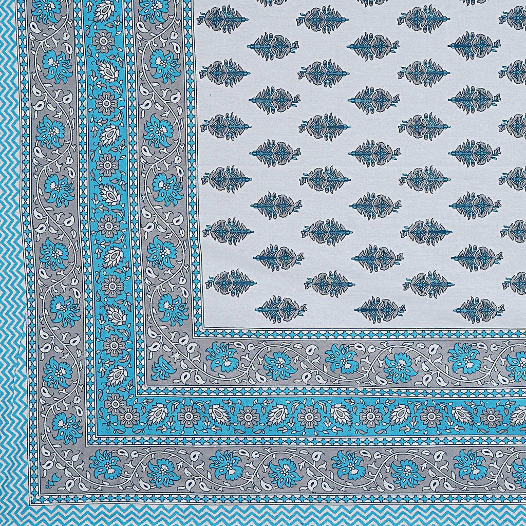 Rudra Bazaar Turquoise Blue 210 TC Cotton Double King Bedsheet With 2 Pillow Covers - Distacart