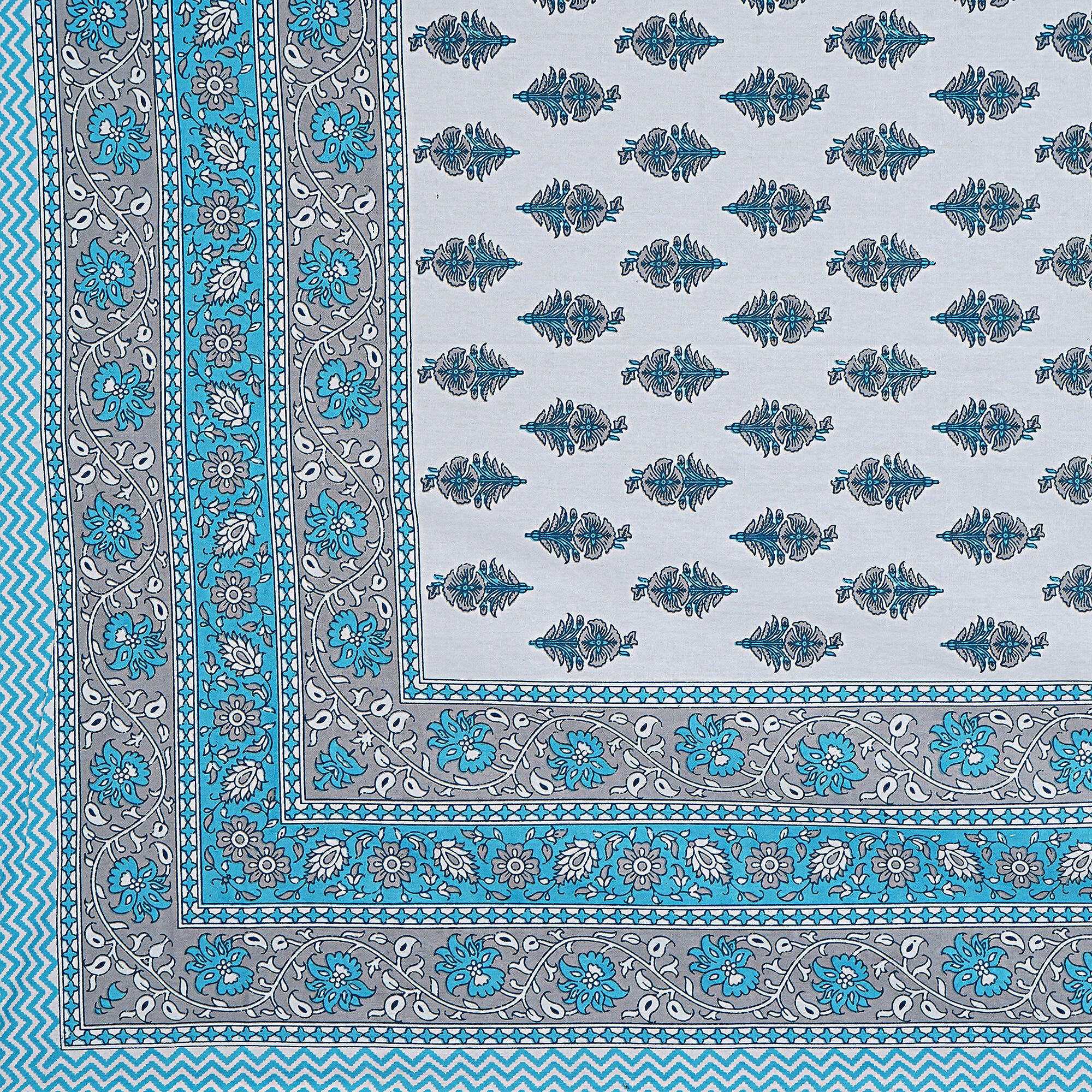 Rudra Bazaar Turquoise Blue 210 TC Cotton Double King Bedsheet With 2 Pillow Covers - Distacart