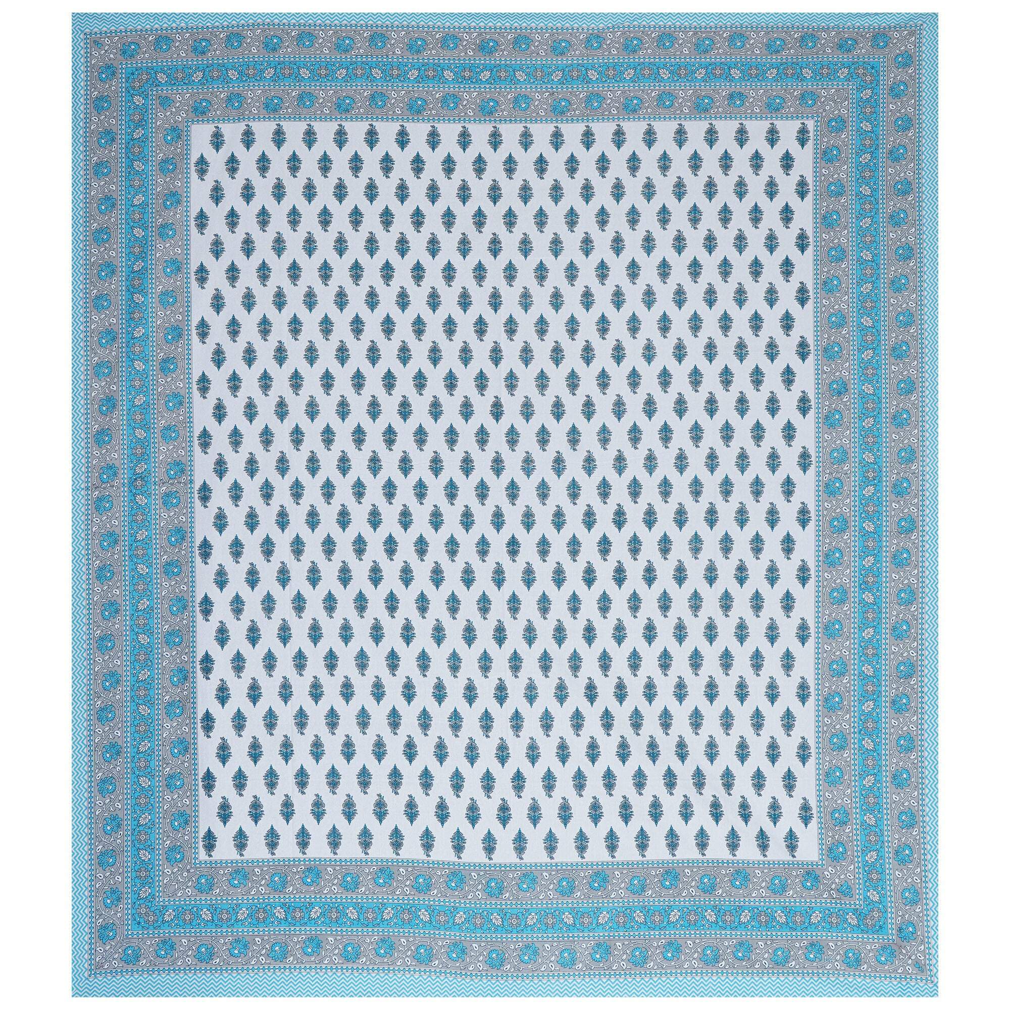 Rudra Bazaar Turquoise Blue 210 TC Cotton Double King Bedsheet With 2 Pillow Covers - Distacart