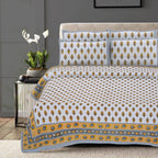 Rudra Bazaar Yellow 210 TC Cotton Double King Bedsheet With 2 Pillow Covers - Distacart