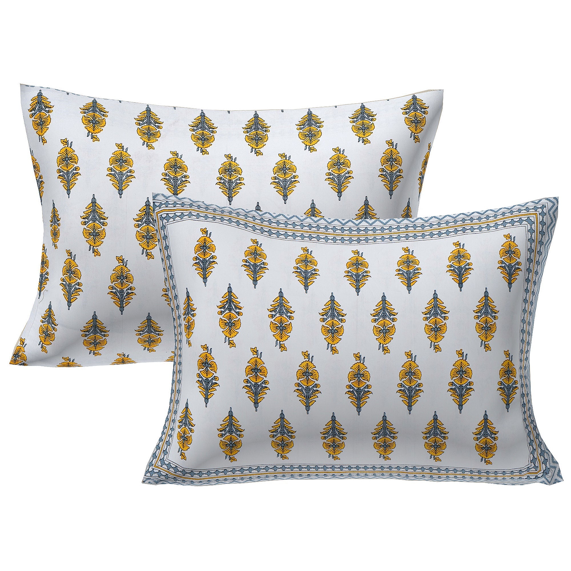 Rudra Bazaar Yellow 210 TC Cotton Double King Bedsheet With 2 Pillow Covers - Distacart