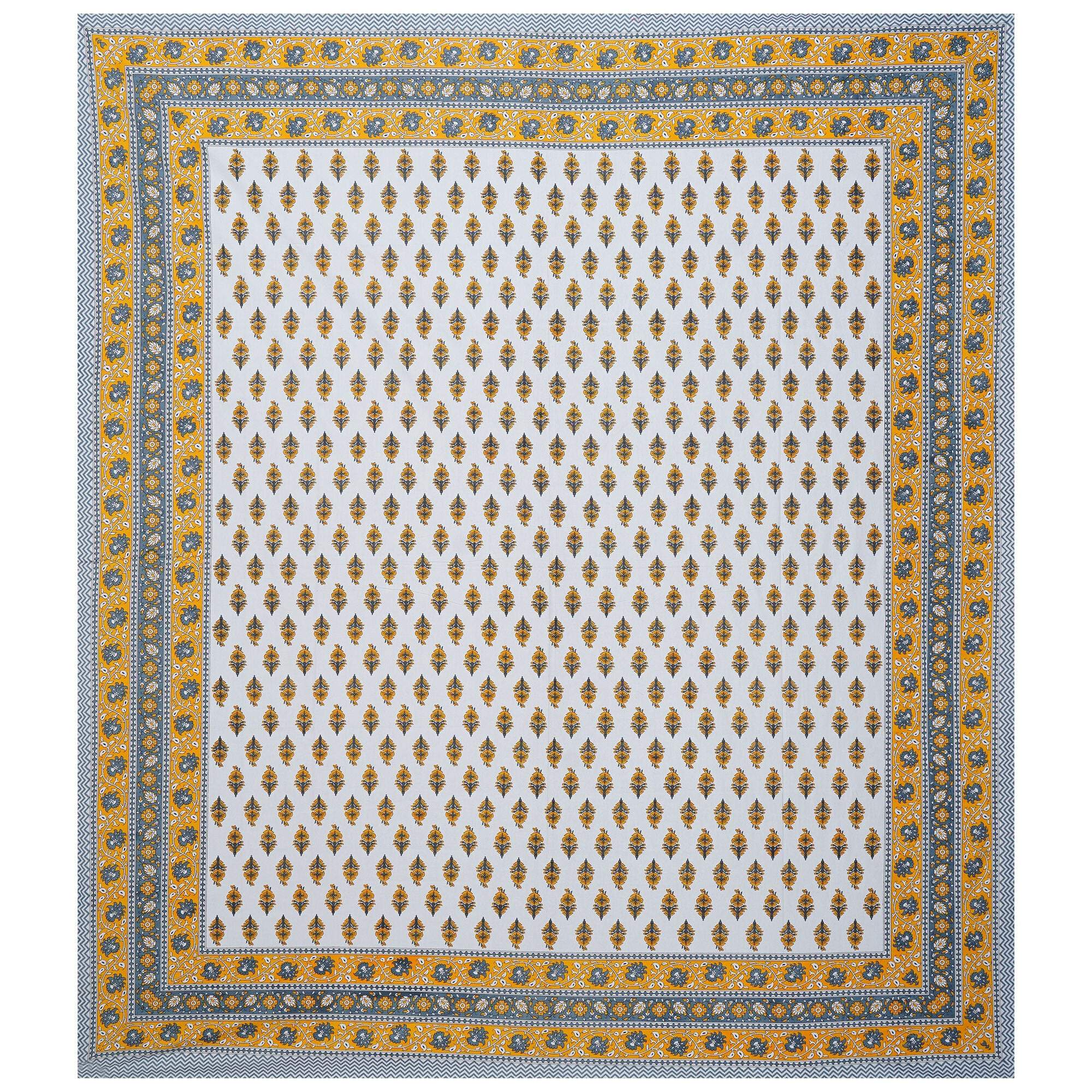 Rudra Bazaar Yellow 210 TC Cotton Double King Bedsheet With 2 Pillow Covers - Distacart