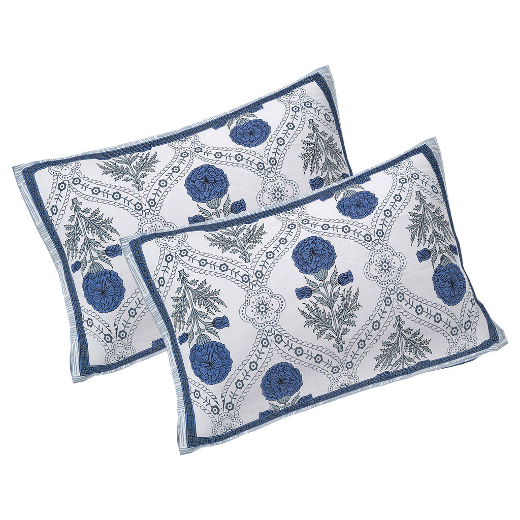 Rudra Bazaar Blue 210 TC Cotton Double King Bedsheet With 2 Pillow Covers - Distacart