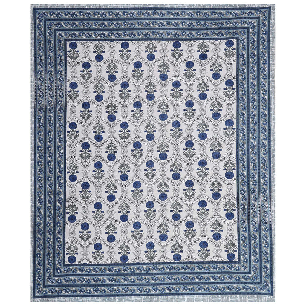 Rudra Bazaar Blue 210 TC Cotton Double King Bedsheet With 2 Pillow Covers - Distacart