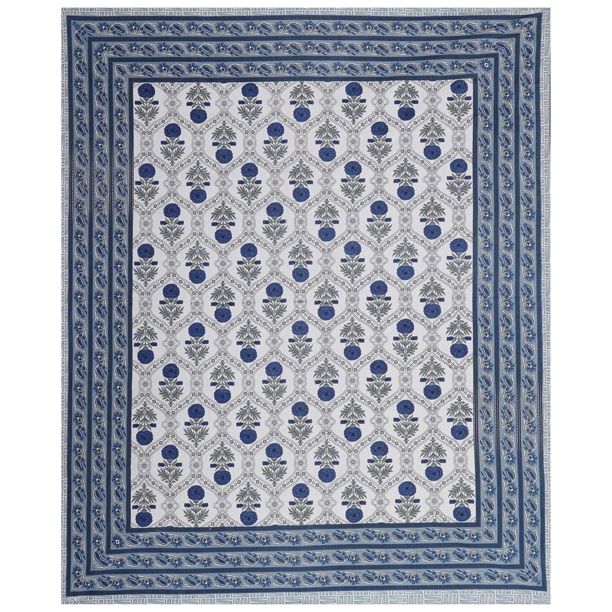 Rudra Bazaar Blue 210 TC Cotton Double King Bedsheet With 2 Pillow Covers - Distacart