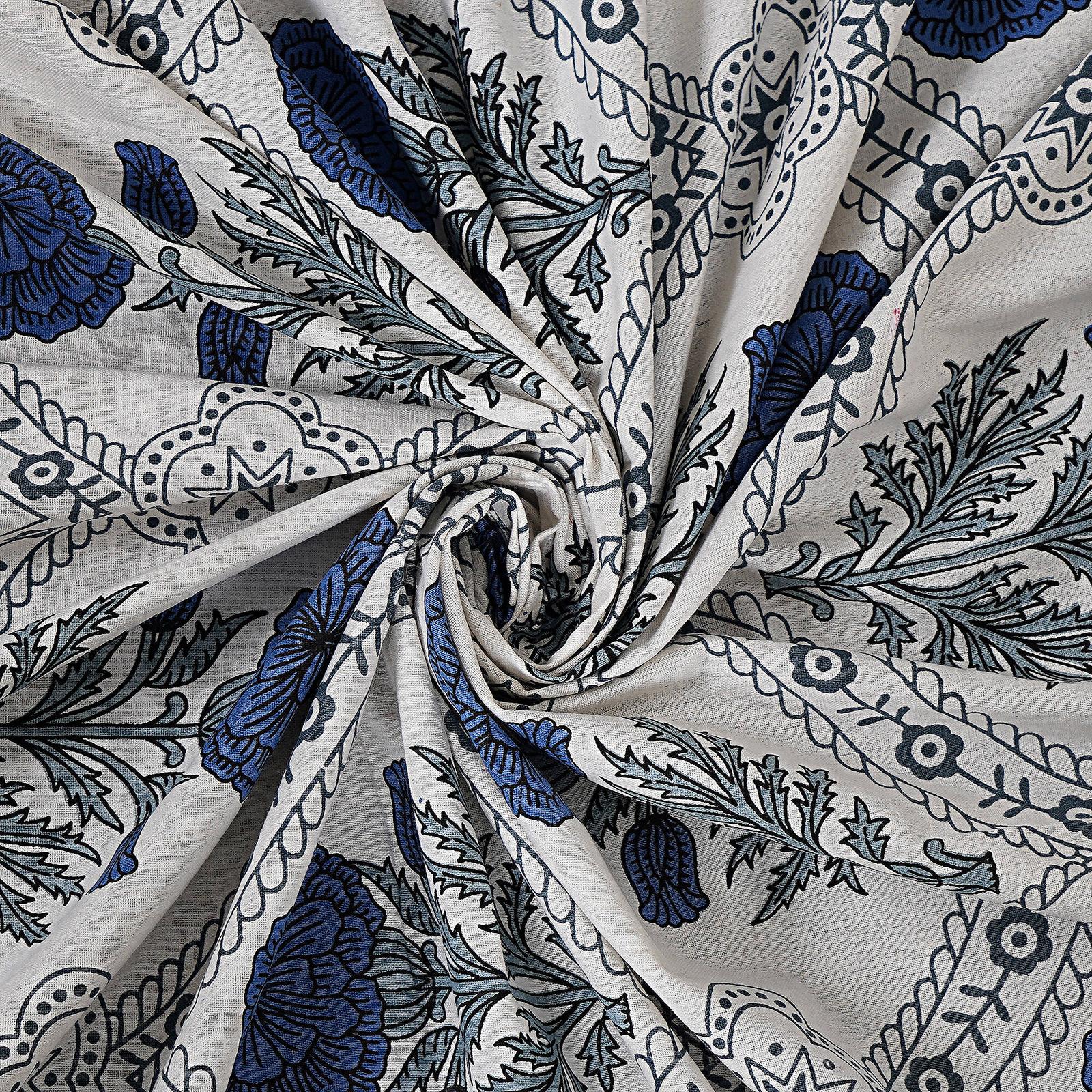 Rudra Bazaar Blue 210 TC Cotton Double King Bedsheet With 2 Pillow Covers - Distacart