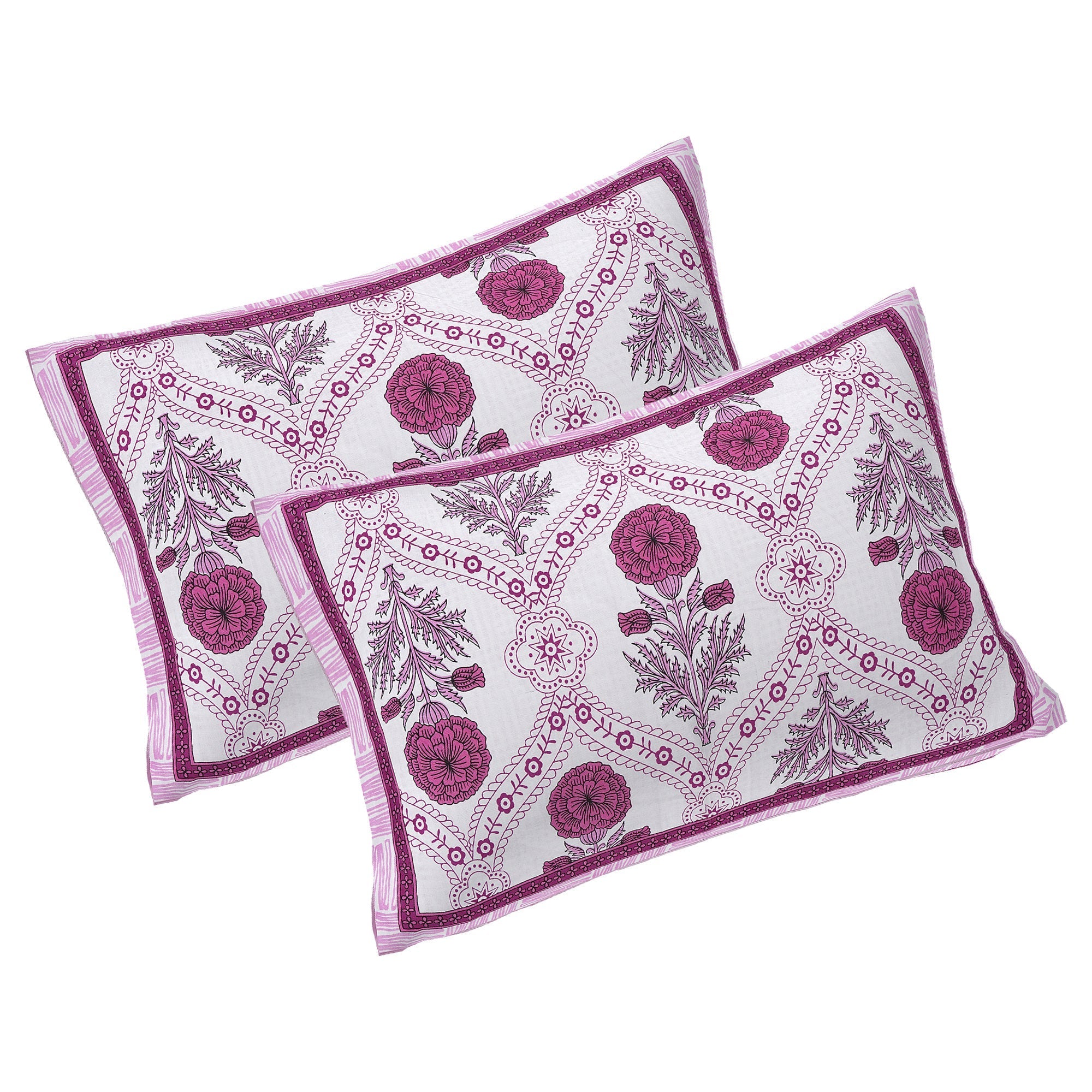 Rudra Bazaar Pink 210 TC Cotton Double King Bedsheet With 2 Pillow Covers - Distacart