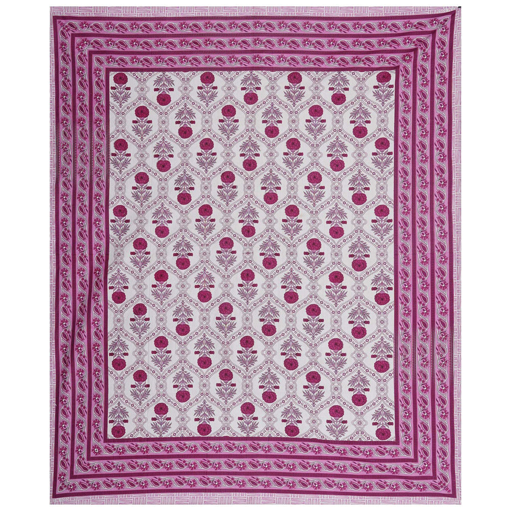 Rudra Bazaar Pink 210 TC Cotton Double King Bedsheet With 2 Pillow Covers - Distacart