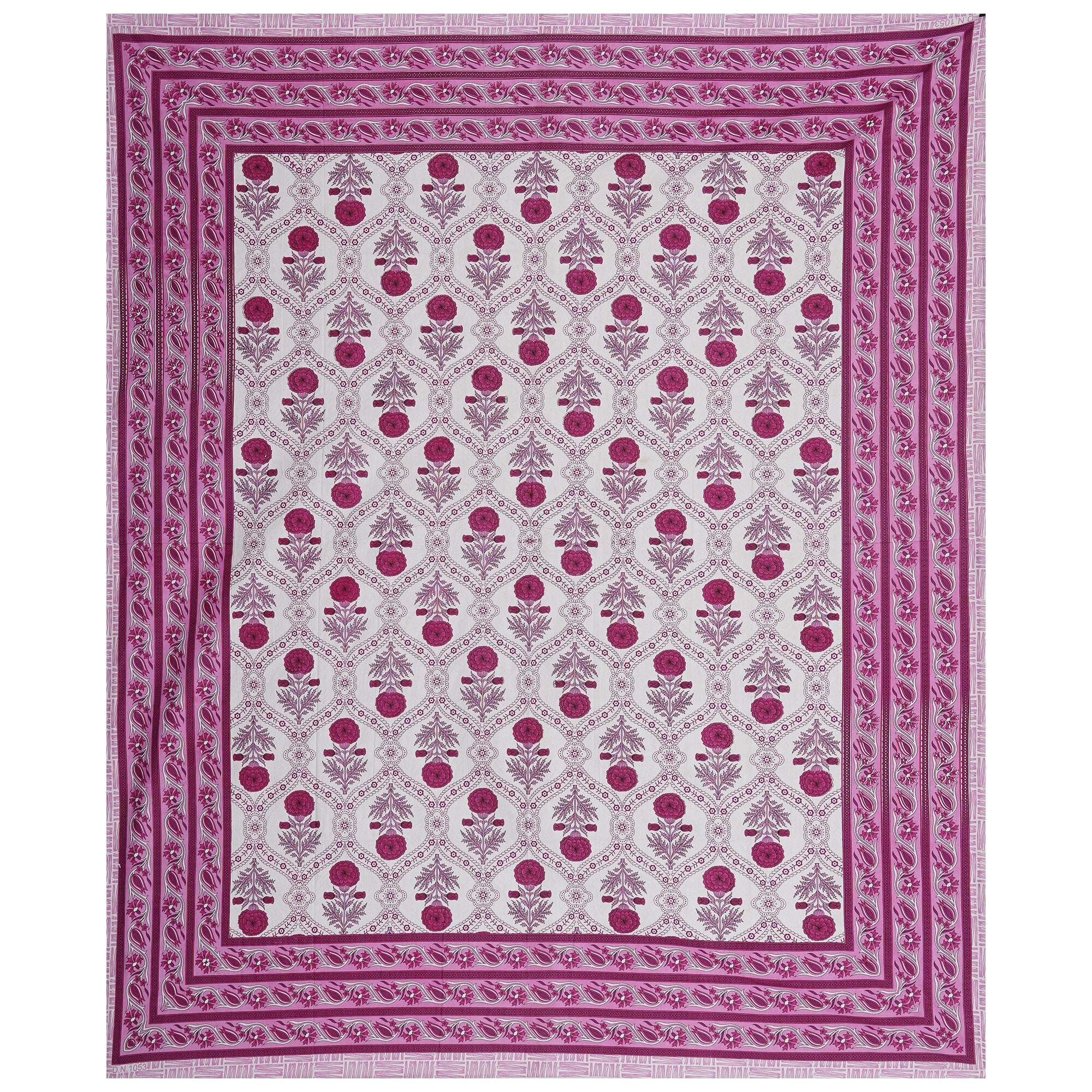 Rudra Bazaar Pink 210 TC Cotton Double King Bedsheet With 2 Pillow Covers - Distacart