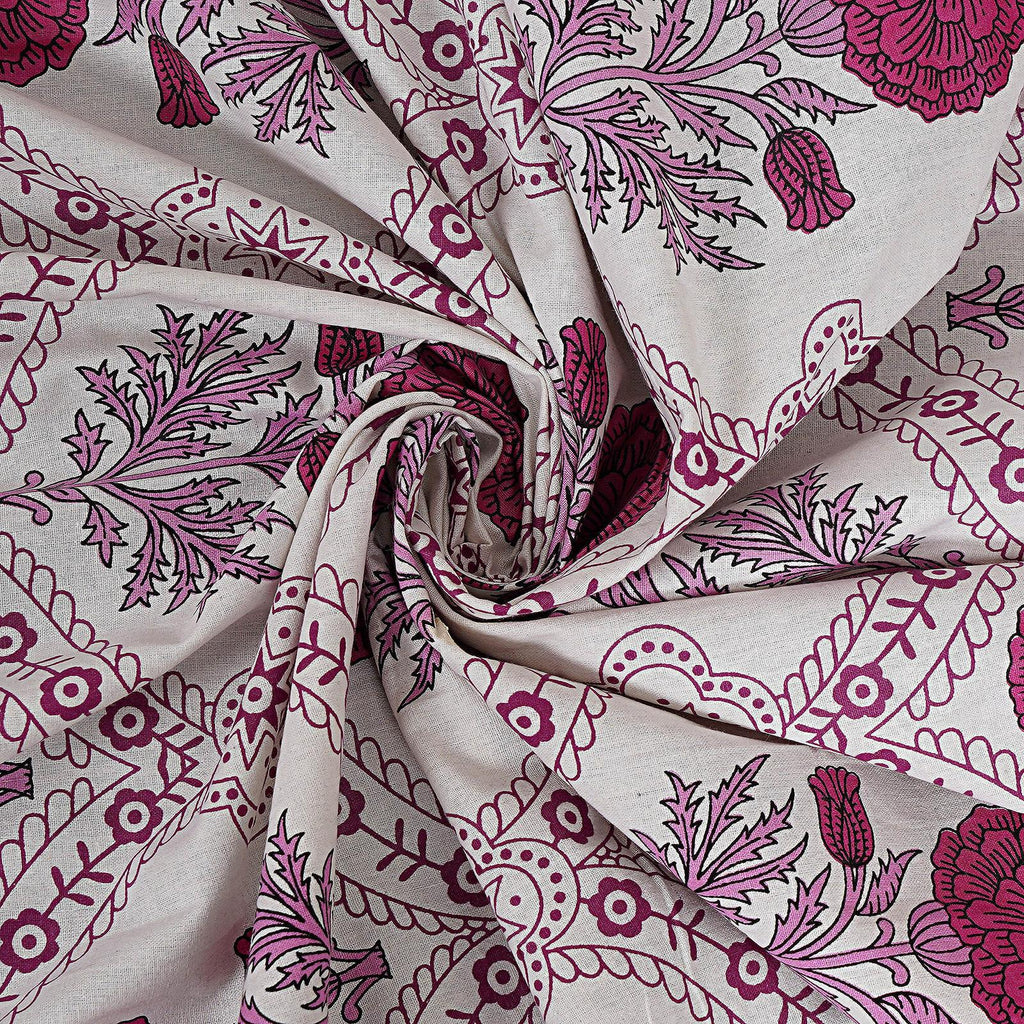 Rudra Bazaar Pink 210 TC Cotton Double King Bedsheet With 2 Pillow Covers - Distacart