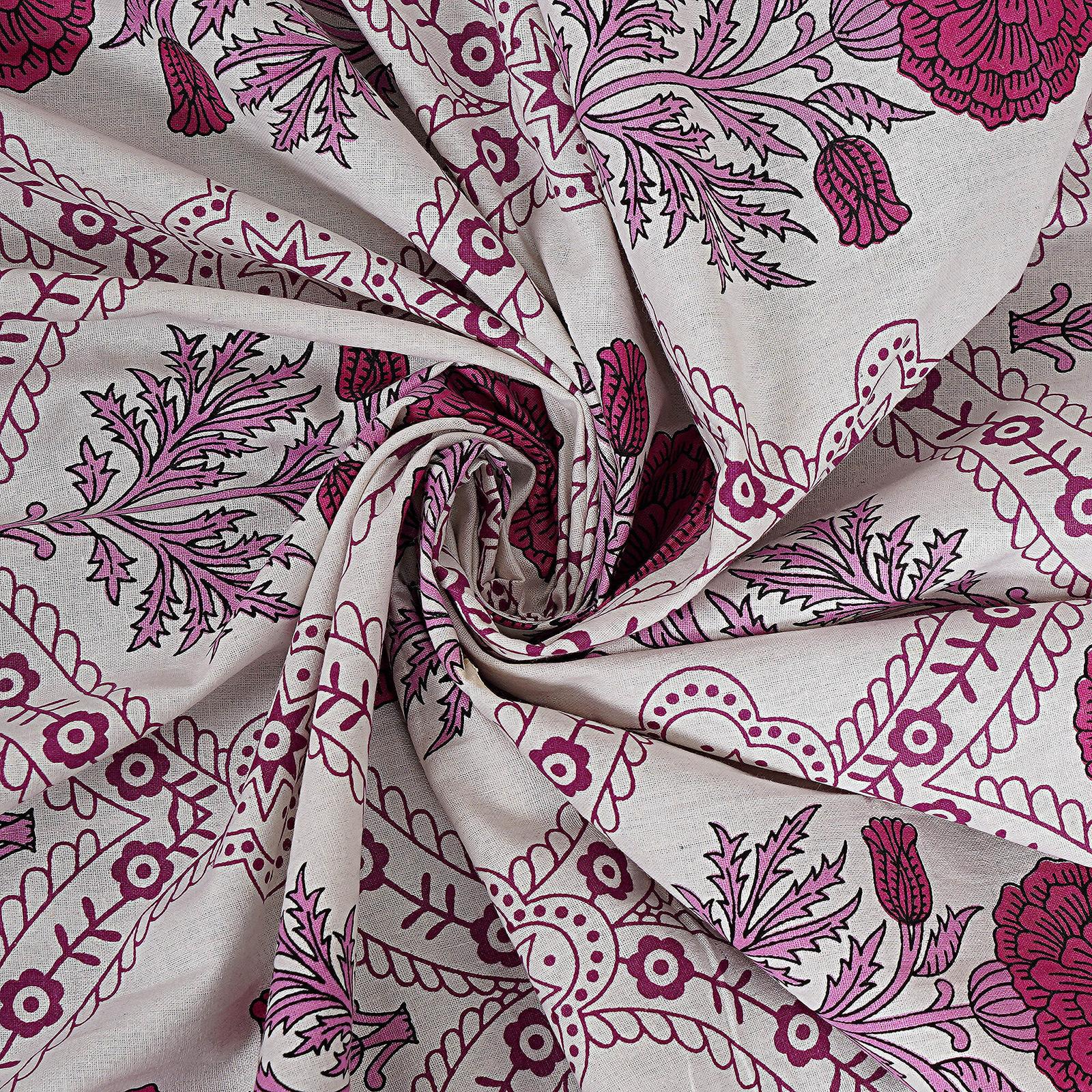 Rudra Bazaar Pink 210 TC Cotton Double King Bedsheet With 2 Pillow Covers - Distacart