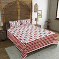 Rudra Bazaar Rust 210 TC Cotton Double King Bedsheet With 2 Pillow Covers - Distacart