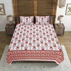 Rudra Bazaar Rust 210 TC Cotton Double King Bedsheet With 2 Pillow Covers - Distacart