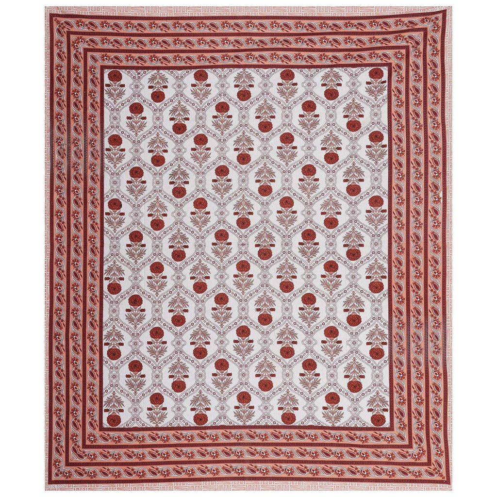 Rudra Bazaar Rust 210 TC Cotton Double King Bedsheet With 2 Pillow Covers - Distacart