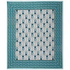 Rudra Bazaar Turquoise Blue 210 TC Cotton Double King Bedsheet With 2 Pillow Covers - Distacart