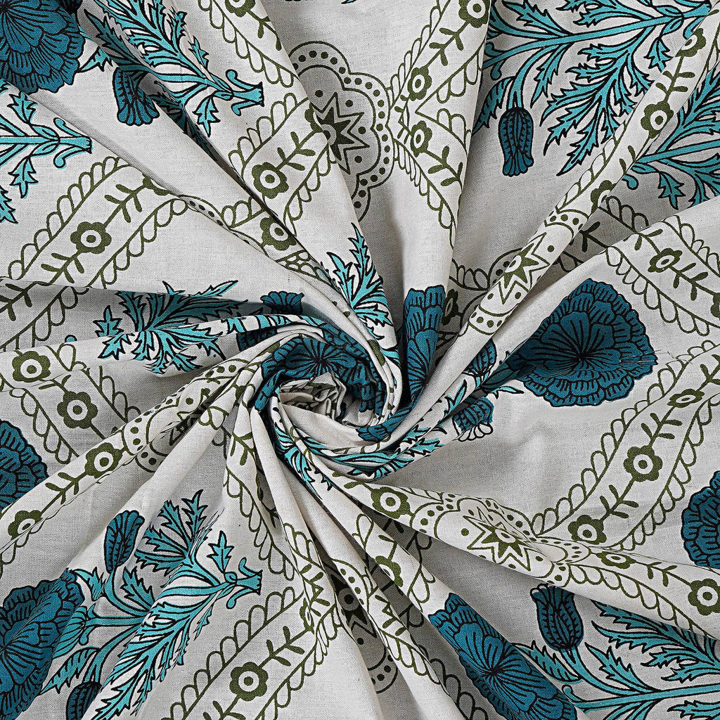 Rudra Bazaar Turquoise Blue 210 TC Cotton Double King Bedsheet With 2 Pillow Covers - Distacart