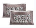 Rudra Bazaar Blue Brown 210 TC Cotton Double King Bedsheet With 2 Pillow Covers - Distacart