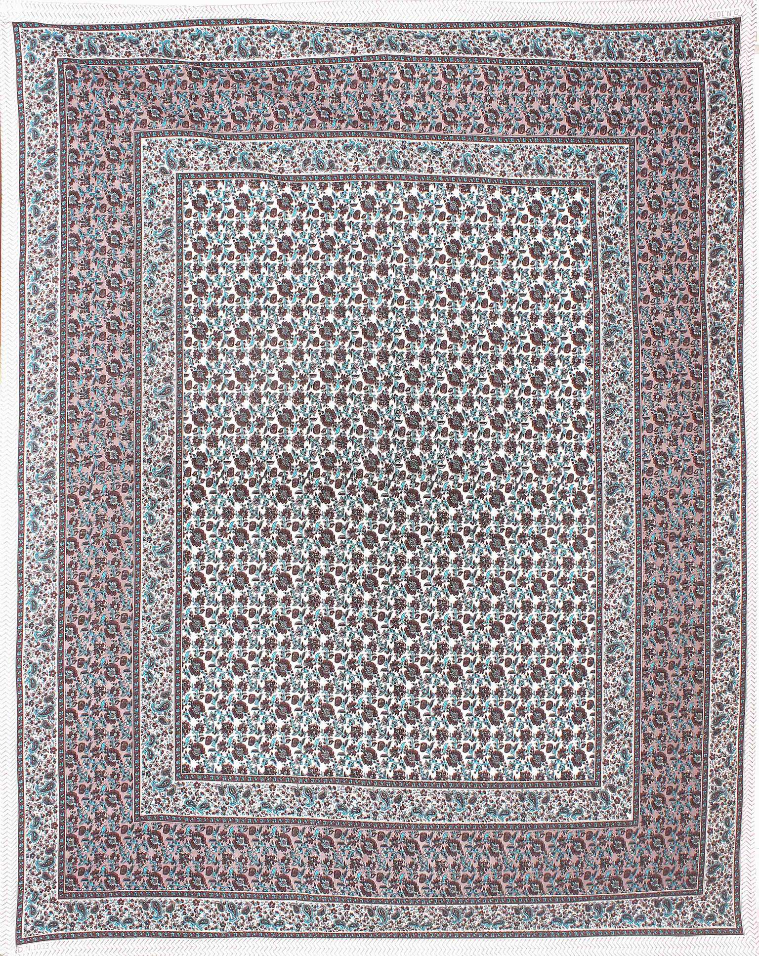 Rudra Bazaar Blue Brown 210 TC Cotton Double King Bedsheet With 2 Pillow Covers - Distacart