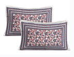 Rudra Bazaar Blue Pink 210 TC Cotton Double King Bedsheet With 2 Pillow Covers - Distacart